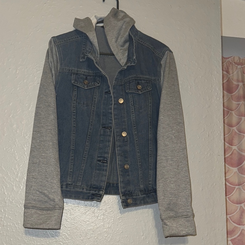 Michael Taylor Denim Jacket with Gray Hoodie